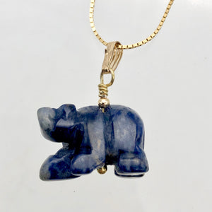 Roar! Hand Carved Natural Sodalite Bear 14Kgf Pendant - PremiumBead Alternate Image 6