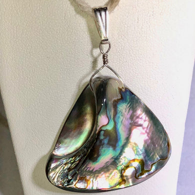 Natural Abalone Wave Pendant with Sterling Findings 504970 - PremiumBead Primary Image 1