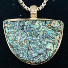 Load image into Gallery viewer, Abalone Shell Sterling Silver Drop Pendant | 1 3/8&quot; Long | Blue/Silver | 1 Pendant
