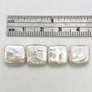 Four Beautiful White 11x11x4mm Square Coin FW Pearls - PremiumBead Alternate Image 2