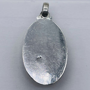 Green Turquoise Sterling Silver Native Oval Pendant | 2 1/4" Long | Green | 1 |