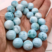 Load image into Gallery viewer, Natural Untreated Larimar Round Focal Beads | 13mm | Blue | 2 Bead(s)
