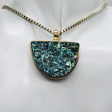 Load image into Gallery viewer, Abalone Shell Sterling Silver Drop Pendant | 1 3/8&quot; Long | Blue/Silver | 1 Pendant
