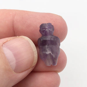 Hand Carved Amethyst Goddess of Willendorf Figurine | 20x9x7mm | Purple - PremiumBead Alternate Image 2