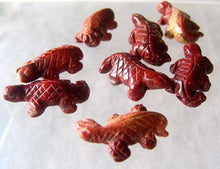 Load image into Gallery viewer, Captivating Carved Brecciated Jasper Lizard Beads | 27x15x7mm | Red - PremiumBead Alternate Image 2
