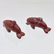 Load image into Gallery viewer, 2 Carved Brecciated Jasper Jumping Dolphin Beads | 26x13.5x7.5mm | Red/Grey - PremiumBead Alternate Image 8
