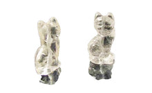 Load image into Gallery viewer, Adorable! 2 Quartz Sitting Carved Cat Beads | 21x14x10mm | Clear
