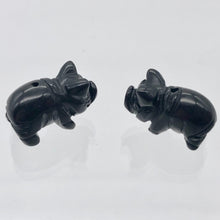 Load image into Gallery viewer, Oink 2 Carved Obsidian Pig Beads | 21x13x9.5mm | Black - PremiumBead Primary Image 1
