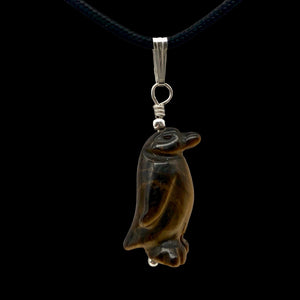 March of The Penguins Tigereye Sterling Silver Pendant | 1 3/8" Long | Bronze |