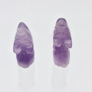 Howling New Moon 2 Carved Amethyst Wolf / Coyote Beads | 21x11x8mm | Purple - PremiumBead Alternate Image 6