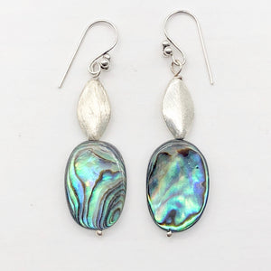 Abalone Sterling Silver Drop Earrings | 2 1/4" Long | Blue | 1 Pair Earrings |