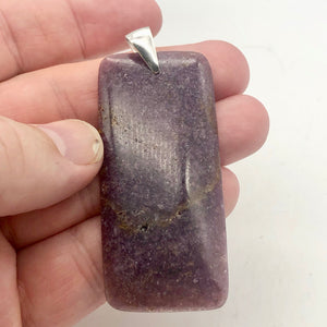 Natural Purple Lepidolite Large Rectangular Sterling Silver Pendant | 2 3/4" | - PremiumBead Alternate Image 5