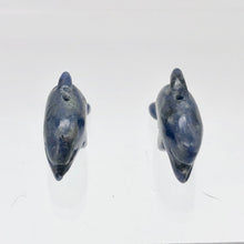 Load image into Gallery viewer, Unique 2 Carved Sodalite Jumping Dolphin Beads | 25x11x8mm | Blue white - PremiumBead Alternate Image 6
