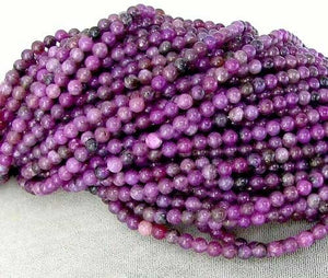 Vivid Natural, Untreated Purple Lepidolite 4mm Round Bead Strand 106734 - PremiumBead Alternate Image 2