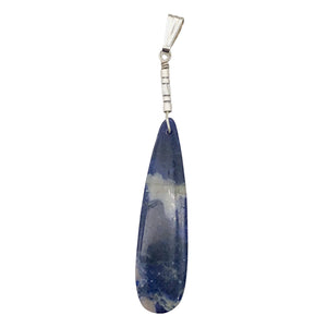 Sodalite Sterling Silver Teardrop | 3" Long | Blue/White | 1 Pendant |