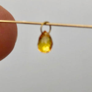 Sapphire 18K Briolette Bead Pendant | Golden Orange | 5x3mm | .56 ct |