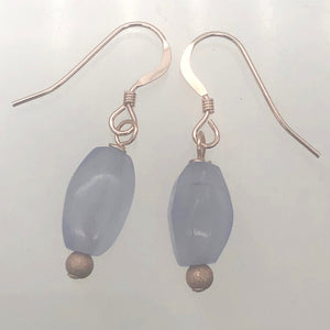 Blue Chalcedony Earrings with 14K Rose Gold Filled Ear Wires | 1" Long |