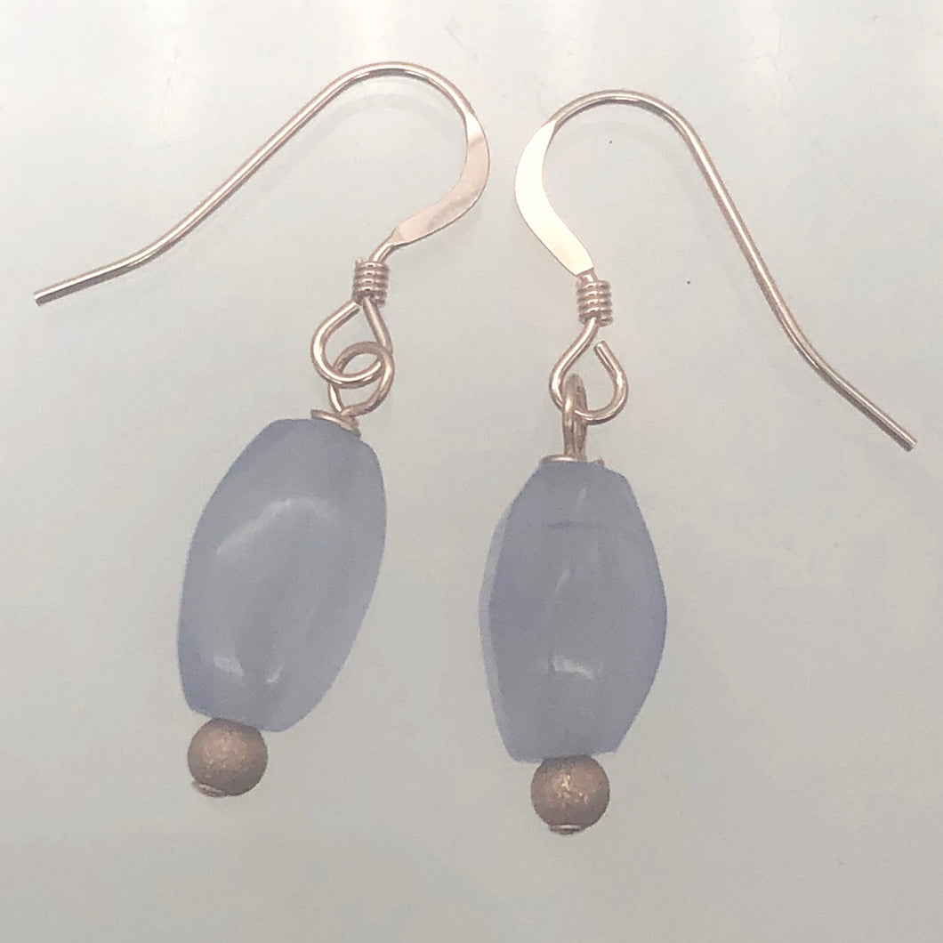 Blue Chalcedony Earrings with 14K Rose Gold Filled Ear Wires | 1