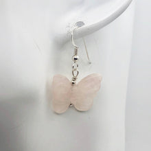 Load image into Gallery viewer, Flutter Rose Quartz Butterfly Sterling Silver Earrings | 1 1/4 inch long | - PremiumBead Alternate Image 7
