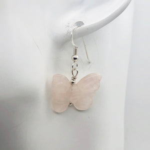 Flutter Rose Quartz Butterfly Sterling Silver Earrings | 1 1/4 inch long | - PremiumBead Alternate Image 7