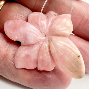 Hand Carved Pink Peruvian Opal Flower Semi Precious Stone Bead | 28.7cts | - PremiumBead Alternate Image 2