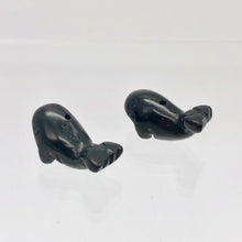 Load image into Gallery viewer, Carved Sea Animals 2 Obsidian Whale Beads | 21x12x10mm | Black - PremiumBead Alternate Image 7
