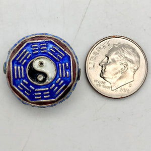 Beautiful Cloisonn‚Äö√†√∂¬¨¬© Yin Yang and I Ching Sterling Silver bead - PremiumBead Alternate Image 5