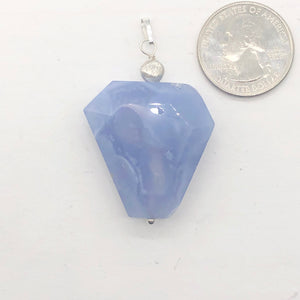Blue Chalcedony Sterling Silver Faceted Crystal Pendant| 2 1/4" | Lavender | 1 |