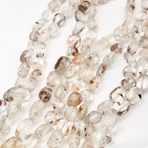 Lodalite Nugget Bead Strand | 15x12x10 to 15x11x9mm | Clear/Gold | 26 Bead(s) |