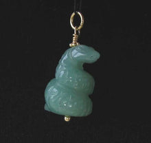 Load image into Gallery viewer, Sssslither! Carved Aventurine Snake 22K Vermeil Gold Pendant 509278AVG - PremiumBead Primary Image 1
