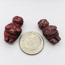 Load image into Gallery viewer, 2 Carved Brecciated Jasper Goddess of Willendorf Beads | 20x9x7mm | Red/Brown - PremiumBead Alternate Image 6
