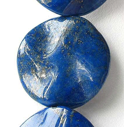 Rare 1 Natural, Untreated Lapis Lazuli Carved Wavy Disc Bead 007258 - PremiumBead Primary Image 1
