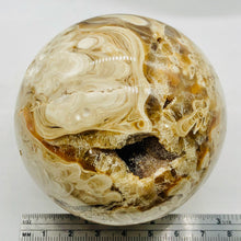 Load image into Gallery viewer, Aragonite Scry Sphere Round | 3&quot; | White/Brown | 1 Sphere

