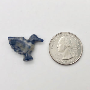 Unique Hand Carved Sodalite Dove Bird Figurine/Worry Stone | 25x14x7.5mm | Blue White - PremiumBead Alternate Image 2