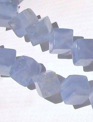 6 AAA Blue Chalcedony Diagonal Cube Beads 009231 - PremiumBead Primary Image 1