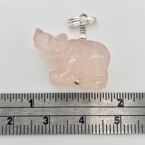 Roar! Hand Carved Natural Rose Quartz Bear Silver Pendant | 13x18x7mm (Bear), 5.5mm (Bail Opening), 1.5" (Long) | Pink - PremiumBead Alternate Image 4