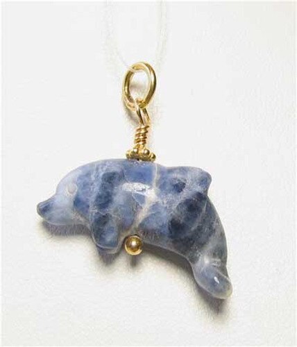 Jump! Blue Sodalite Dolphin 14Kgf Pendant 509262SDG1 - PremiumBead Primary Image 1