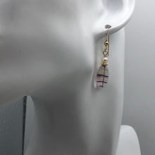 Load image into Gallery viewer, Fluorite and Pearl 15x10mm Bead Dangle 14K Gold Filled Earrings! | 1 1/2&quot; Long|
