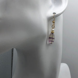 Fluorite and Pearl 15x10mm Bead Dangle 14K Gold Filled Earrings! | 1 1/2" Long|