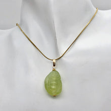 Load image into Gallery viewer, Hand Carved Green Jade Buddha 14K Gold Filled Pendant| 1 5/8&quot; Long |
