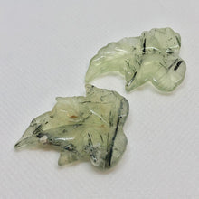 Load image into Gallery viewer, Hand Carved 2 Green Prehnite Leaf Beads W Long Dendrites 10532D - PremiumBead Alternate Image 2

