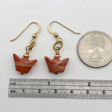 Load image into Gallery viewer, 14Kgf Chinese Money Symbol Red Sardonyx Earrings 503176 - PremiumBead Alternate Image 3

