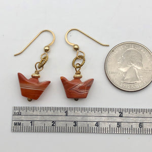 14Kgf Chinese Money Symbol Red Sardonyx Earrings 503176 - PremiumBead Alternate Image 3