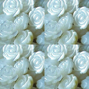 4 Hand Carved Natural Untreated Mother of Pearl 8mm Rose 1/2 Drill - PremiumBead Alternate Image 2