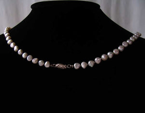 Platinum White Freshwater Pearl & Sterling Silver 20 inch Necklace 9915B - PremiumBead Alternate Image 3