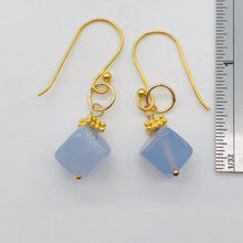 Load image into Gallery viewer, Blue Chalcedony Cubes and 22K Vermeil Earrings 309231B
