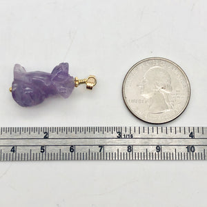 Amethyst Dog Pendant Necklace | Semi Precious Stone Jewelry | 14k Pendant - PremiumBead Alternate Image 6