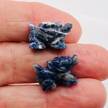 Load image into Gallery viewer, Wild Sodalite Hand Carved Winged Dragon Figurine | 21x14x9mm | Blue white

