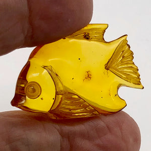 Amber carved Fish Worry-Stone | 39x25x7 mm | Orange | 1 Figurine