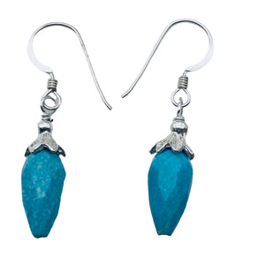 Charming Designer Natural Untreated Kingman Turquoise Earrings Sterling Silver